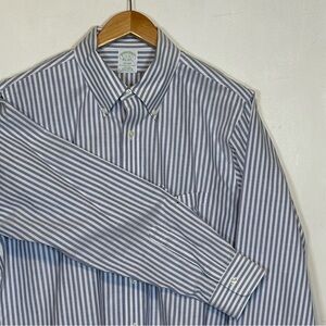 Brooks Brothers Milano Classic Blue Striped Men's Shirt Size 17-35